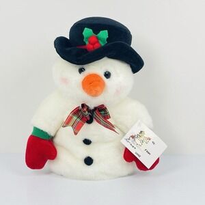 Vtg 1998 Mr. Mitts Snowman Christmas Tree Topper Plush Stuffed Top Hat w/ Tags